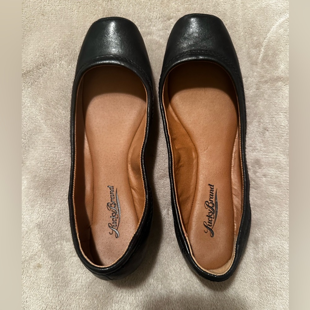 Lucky Brand Black Leather Flats